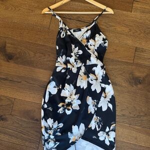 Black floral mini dress
